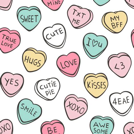 Conversation Candy Hearts Valentine Love fabric - caja_design - Spoonflower