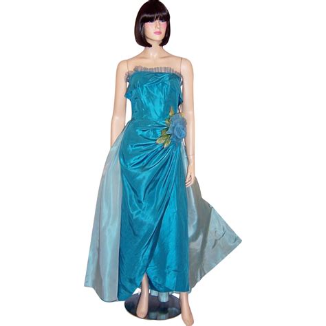 Two-Toned Turquoise Taffeta Strapless Gown | Turquoise fashion ...
