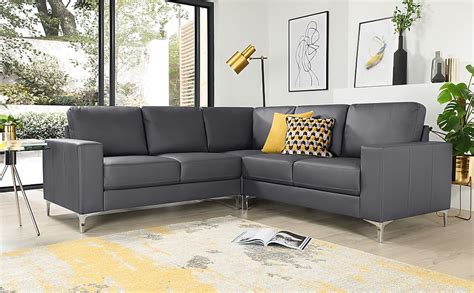 Baltimore Corner Sofa, Grey Classic Faux Leather Only £899.99 | Furniture And Choice