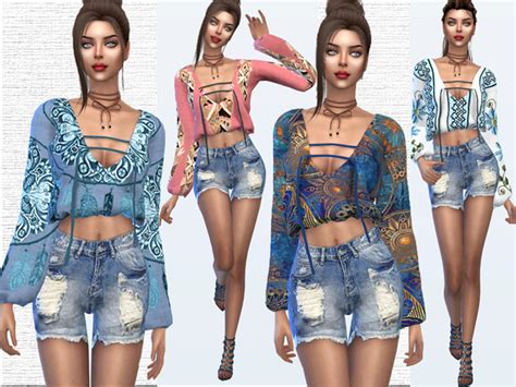 Boho Chic Blouse by Sims House at TSR » Sims 4 Updates