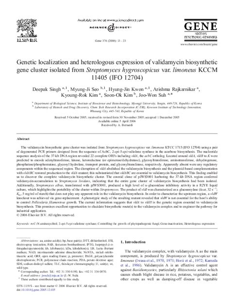 (PDF) Biosynthesis of elloramycin in Streptomyces olivaceus requires glycosylation by enzymes ...