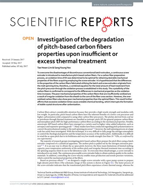 (PDF) Investigation of the degradation of pitch-based carbon fibers properties upon insufficient ...