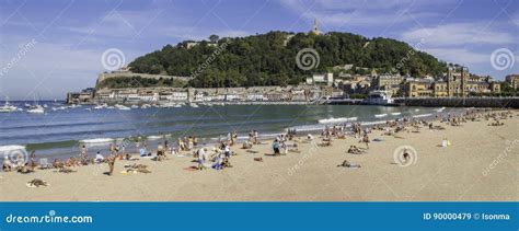 La Concha Beach in San Sebastian, Spain Editorial Stock Image - Image of sand, summer: 90000479