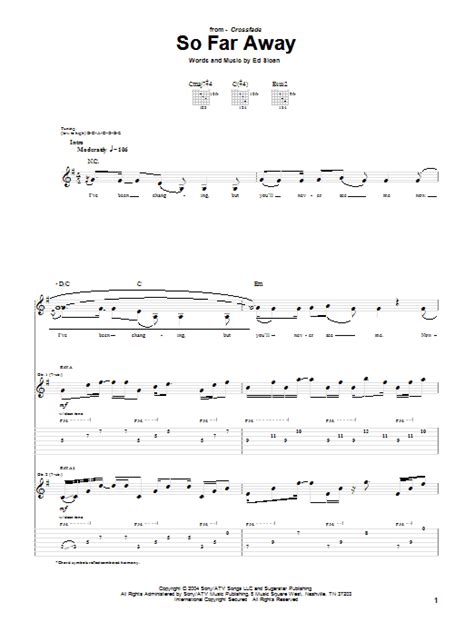 So Far Away by Crossfade Sheet Music for Guitar Tab at Sheet Music Direct