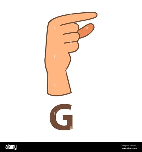 Hand showing letter G, sign language alphabet vector illustration ...