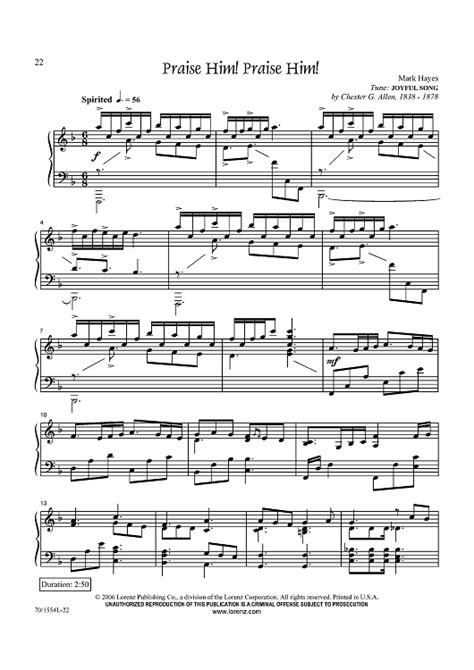 Praise Him! Praise Him!" Sheet Music for Piano Solo - Sheet Music Now