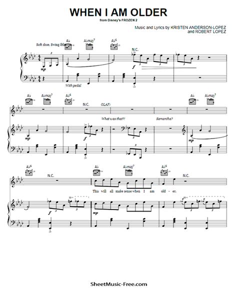 When I Am Older Sheet Music Frozen 2 - ♪ SHEETMUSIC-FREE.COM