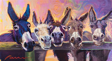 Cute 5 Donkeys Painting-Arizona Donkey Art - Wild Donkey Wall Art ...