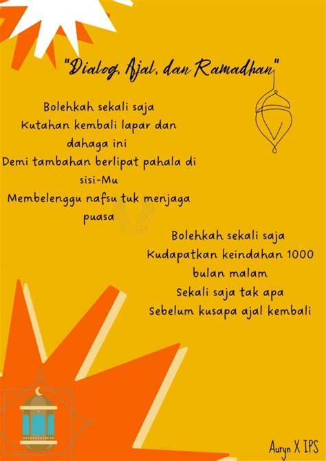 Karya Siswa - Menulis Puisi Tema Ramadhan - SMAIT Al Haraki