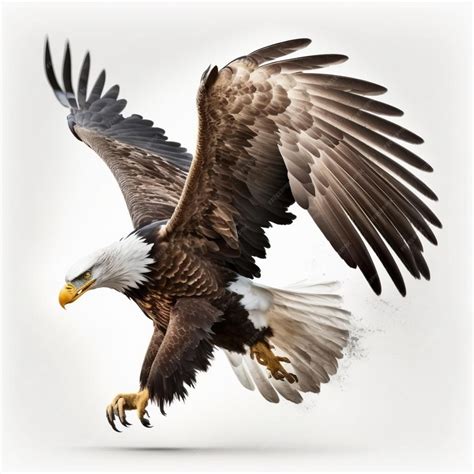 Premium Photo | Bald eagle flying on white background