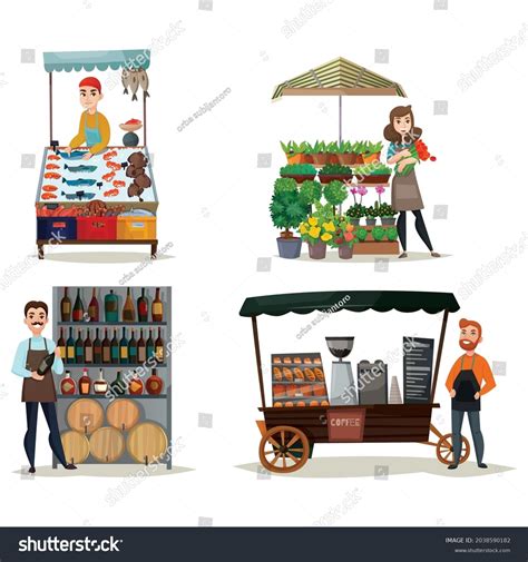 Street Food Market Vector Stock Vector (Royalty Free) 2038590182 ...