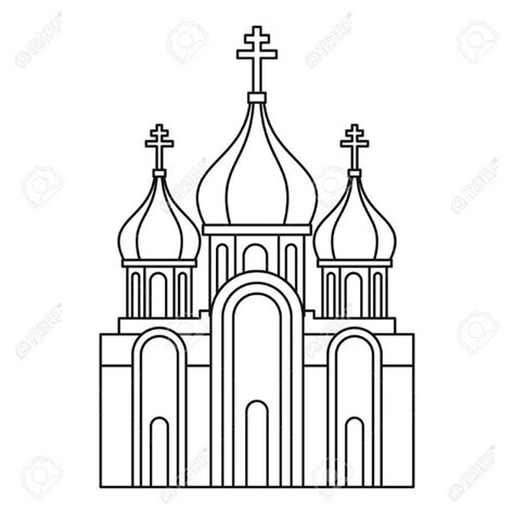 Christian church icon in outline style on a white background vector illustration - 63484621 ...