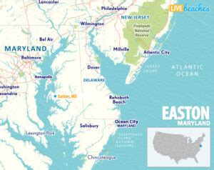 Map of Easton, Maryland - Live Beaches