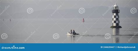 Inflatable Dingy Boat Out on Sea Adventure Stock Image - Image of float ...