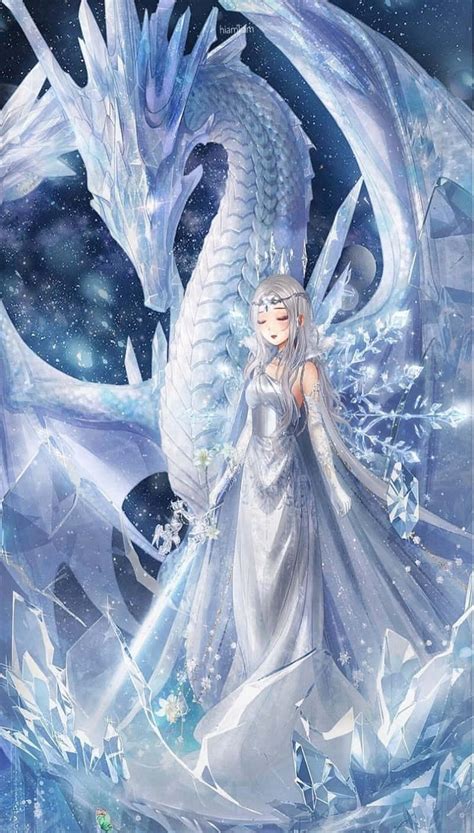 Download White Dragon Anime Ice Queen Wallpaper | Wallpapers.com