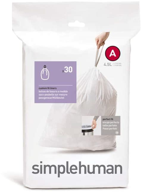 simplehuman Code A Drawstring Custom Fit Trash Can Liners, 30-pk, White, 4.5-L | Canadian Tire