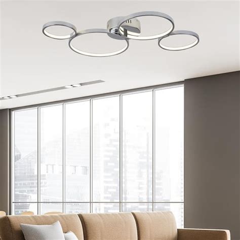 Solexa LED 4 Lights Ring Flush Ceiling Light In Chrome | Furniture in ...