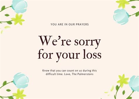 Sorry For Your Loss Card Template – 11+ Professional Templates Ideas