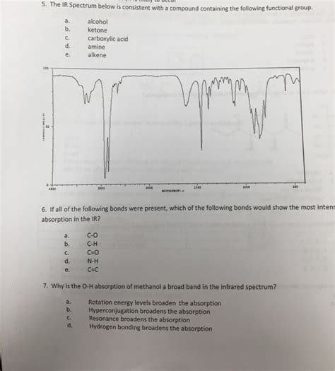 Solved 5. The IR Spectrum below is consistent with a | Chegg.com