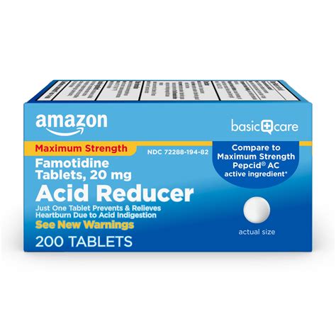 Buy Amazon Basic Care Maximum Strength Famotidine s 20 mg, Reducer Pills for Heartburn , 200 ...