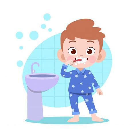 Niño chico cepillarse los dientes ilustr... | Premium Vector #Freepik # ...