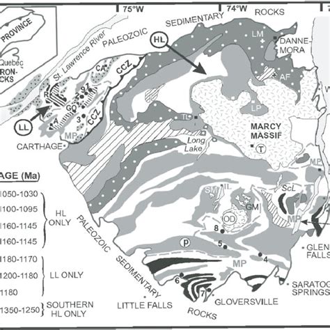 Generalized geologic map of the Grenville Province, including the ...