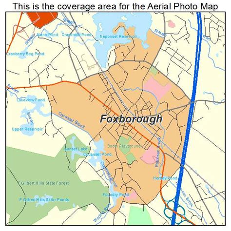 Aerial Photography Map of Foxborough, MA Massachusetts