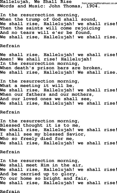 Funeral Hymn: Hallelujah, We Shall Rise, lyrics, and PDF