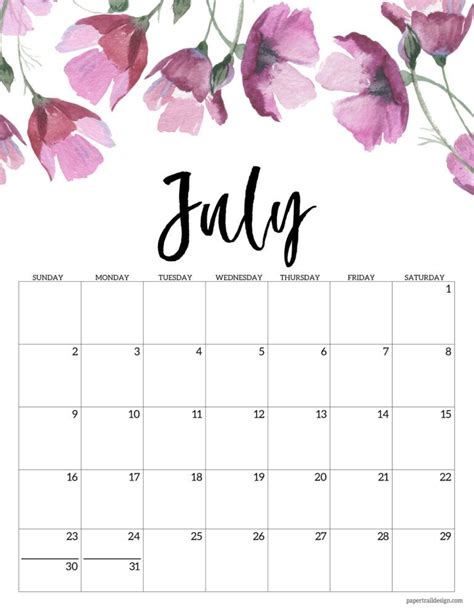 Free Printable Calendar 2023 - Floral - Paper Trail Design | Free ...