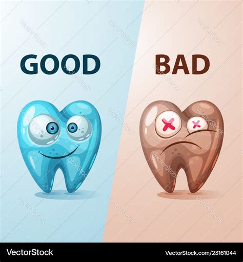 Good and bad tooth Royalty Free Vector Image - VectorStock