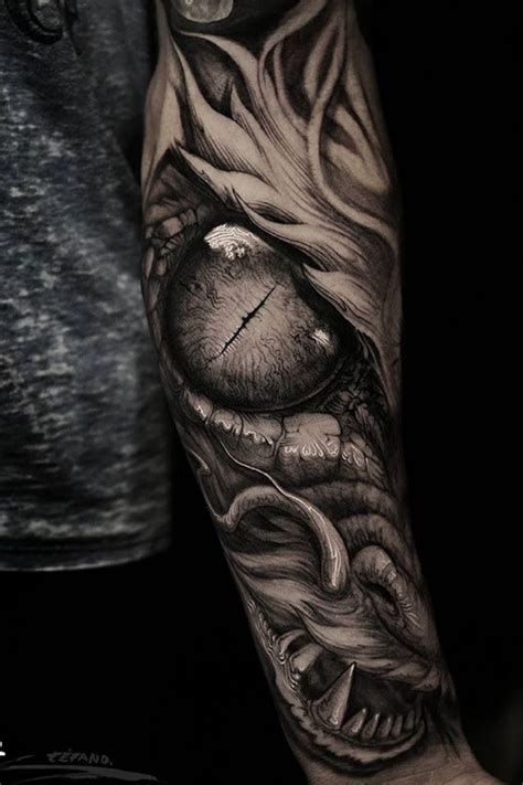 Dragon eye by Stefano Alcantara #realism #dragon #eye #blackandgrey | Dragon sleeve tattoos ...