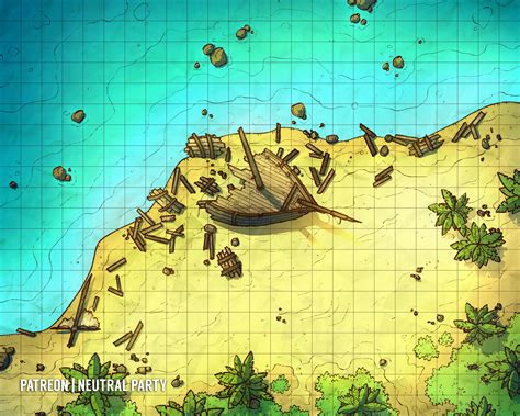 [OC][Art] Shipwreck Battlemap : r/DnD