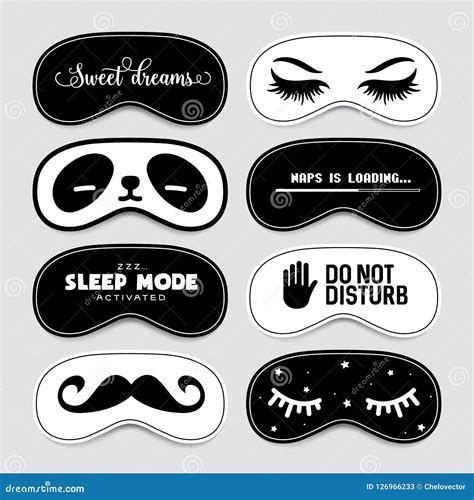 Sleeping Mask Design Set. Vector Vintage Illustration. Stock Vector - Illustration of night ...