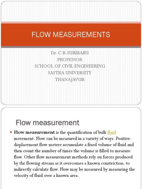 Flow Measurements | PDF | Flow Measurement | Earth Sciences