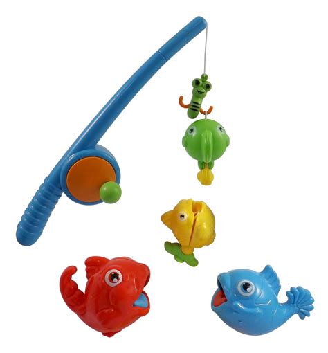 Rod and Reel Fishing Game Bath Toy Set for Kids with Fish and Fishing Pole New | eBay