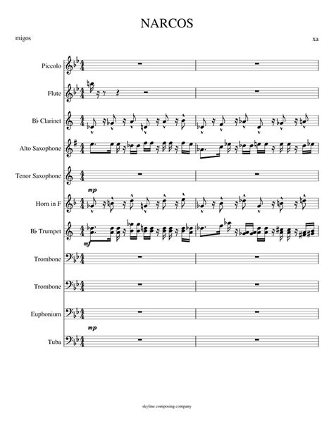 NARCOS Sheet music for Trumpet (In B Flat), Trombone, Flute, Clarinet ...