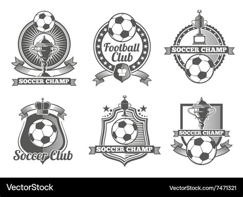 Football or soccer vintage labels logos Royalty Free Vector