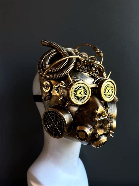 Steampunk Mask Cosplay Gas Mask Gold | Masquerade Store