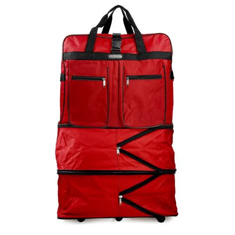 40 Inch Dark Red Multi Tiered Collapsible Expandable Wheeled Travel Cargo Duffle Bag with ...