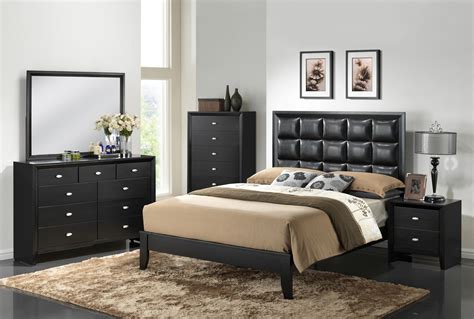 Global Furniture Carolina 5-Piece Panel Queen Bedroom Set in Black ...