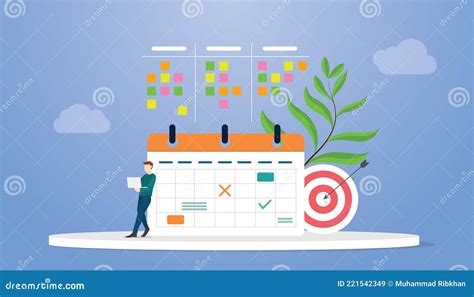 Flexible Schedule or Calendar Management with People Hold Laptop with ...