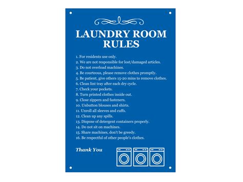 Laundry Room Rules Sign Notice - Etsy UK