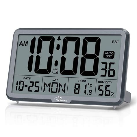 WallarGe Digital Wall Clock, Autoset Desk Clocks with Temperature ...