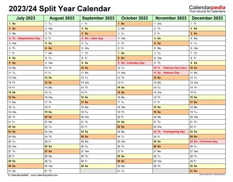 July 2023 To June 2024 Calendar Template Pdf 2021 - Free Printable 2024 ...