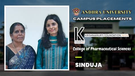 Andhra University Campus Placements || College of Pharmaceutical Sciences || Sinduja - YouTube