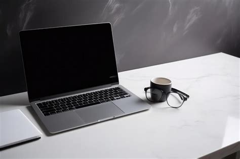 Premium AI Image | Opened laptop with business accessories Minimal workplace AI generated