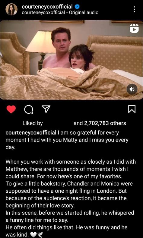 Courteney Cox’s message for Matthew Perry in 2023 | Matthews, Perry, Love story