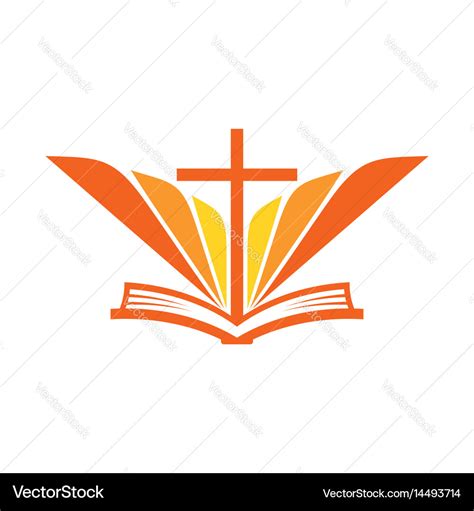 The open bible and the cross of jesus Royalty Free Vector