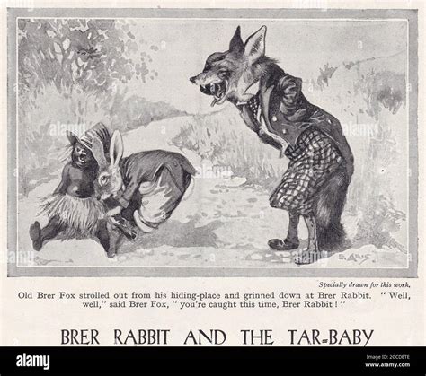 Vintage illustration of Brer Rabbit and The Tar Baby Stock Photo - Alamy