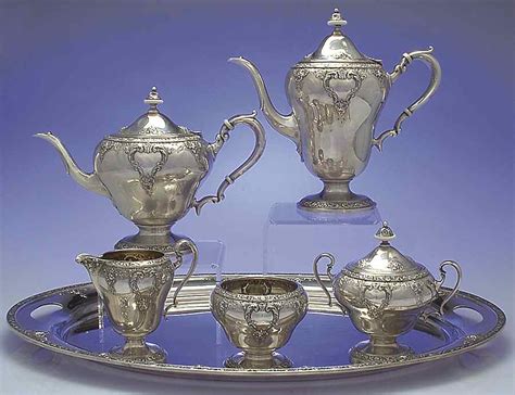 Meadow Rose (Sterling, Hollowware Only) 6-Piece Tea Set (Waste & Tray) by Watson | Replacements ...